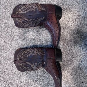 Lucchese Dark Brown Ostrich Leather Boots